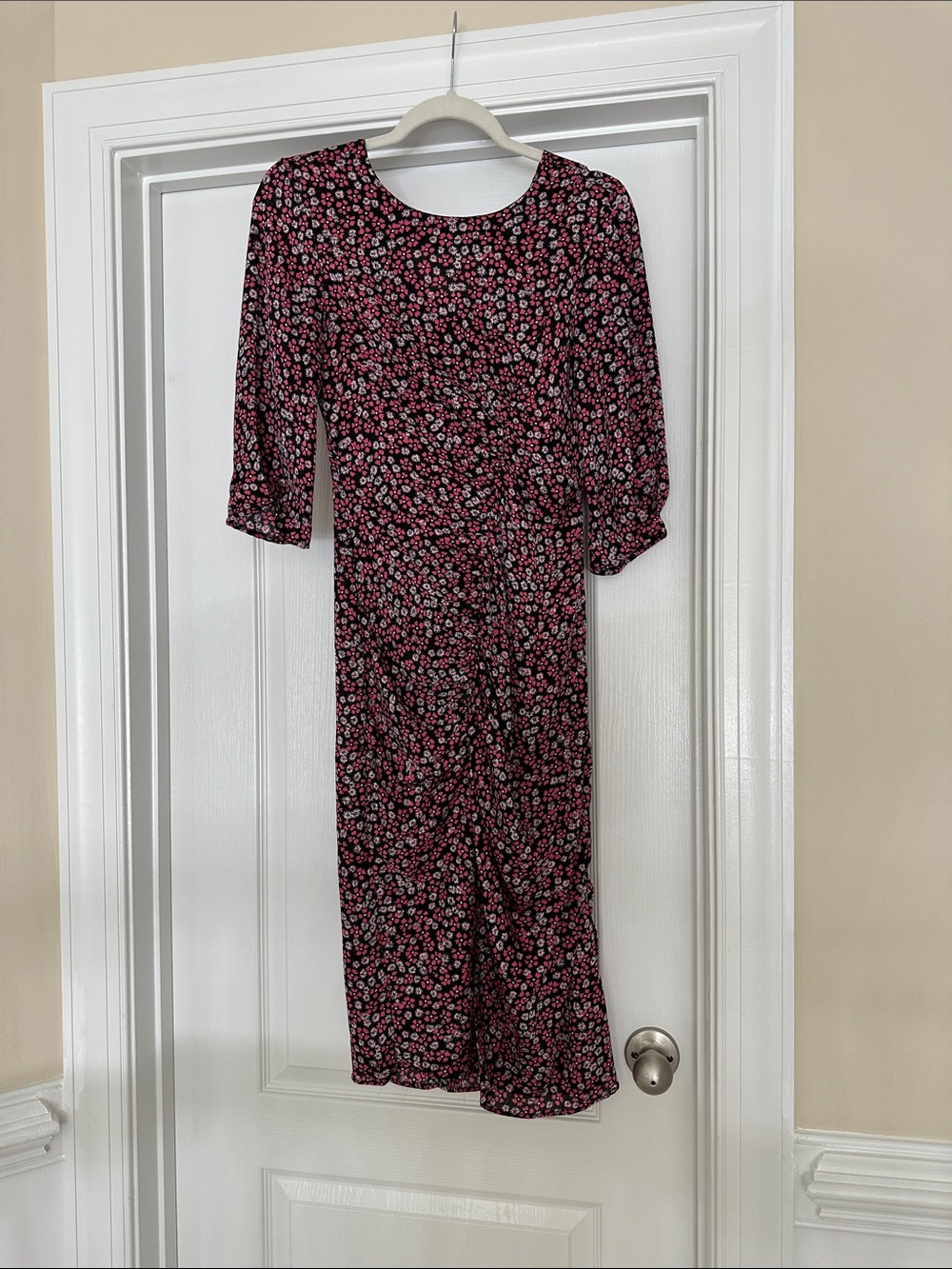 Zara Women's Pink Floral Midi Dress